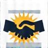 Equipment Sales Icon - handshake and machinery
